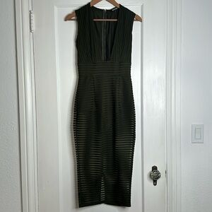 Nordstrom Missguided Brand See-Through Bodysuit Dress in Olive Green, Size 8